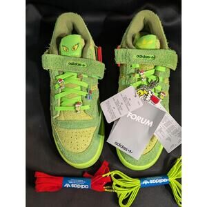 NEW DS Adidas Forum Low "The Grinch" Green Hairy Suede Size 8.5 HP6772 Charms